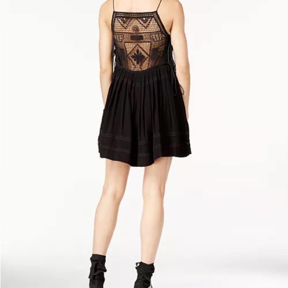Free People Emily Crochet high neck black dress